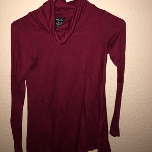 Burgundy cowl/turtleneck blouse